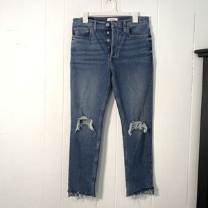 Levi's Re/Done Womens 29 Jeans Denim Redone High Rise Straight Ankle Knee Holes